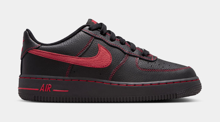 Nike Air Force 1 LV8 GS 'Black/Black/Black/University Red'