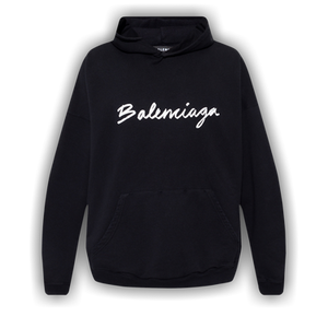 Balenciaga Wide Fit Hoodie 'Black/White'