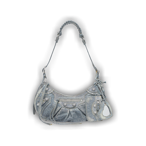 Balenciaga Le Cagole Small Shoulder Bag Denim with Rhinestones Blue