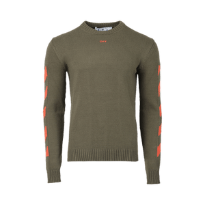 Off-White Diag Arrow Knit Crewneck 'Army Green/Orange'
