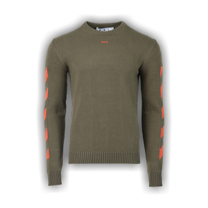 Off-White Diag Arrow Knit Crewneck 'Army Green/Orange'