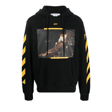 Off-White Diagonal Arrow Caravaggio St Fran Slim Hoodie 'Black/White'