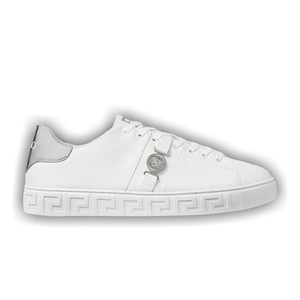 Versace Greca Leather Sneaker 'White Silver'