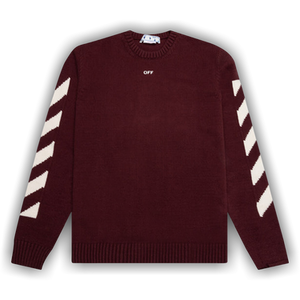 Off-White Diag Arrow Knit Crewneck 'Barolo/White'