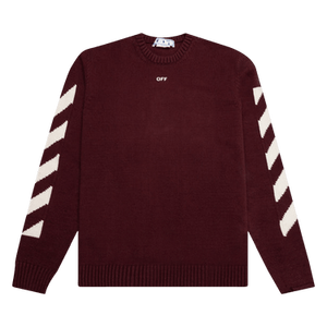 Off-White Diag Arrow Knit Crewneck 'Barolo/White'