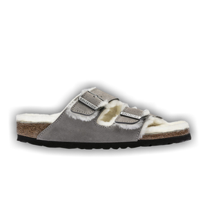 Birkenstock Arizona Shearling Suede Leather Narrow 'Stone Coin'