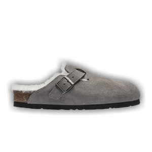 Birkenstock Boston Shearling Suede 'Stone Coin'