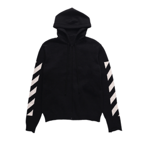 Off-White Diag Arrow Knit Zip Hoodie 'Black/White'
