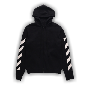 Off-White Diag Arrow Knit Zip Hoodie 'Black/White'