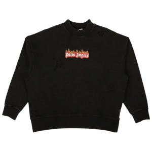 Palm Angels Burning Logo Crewneck 'Black/White'
