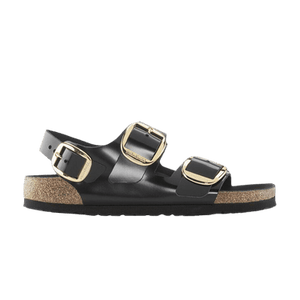 Birkenstock Wmns Milano Big Buckle Natural Patent Leather Narrow 'Black'