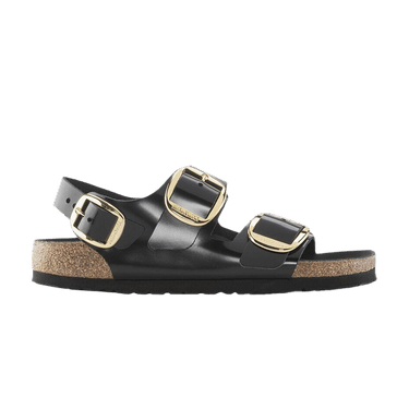 Birkenstock Wmns Milano Big Buckle Natural Patent Leather Narrow 'Black'