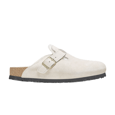 Birkenstock Wmns Boston Shearling Suede Leather Narrow 'Antique White'