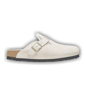 Birkenstock Wmns Boston Shearling Suede Leather Narrow 'Antique White'