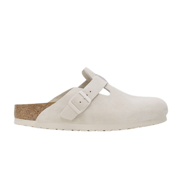 Birkenstock Boston Soft Footbed Suede Leather Narrow 'Antique White'