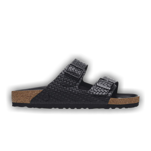 Birkenstock Arizona Leather Woven Sandal 'Emboss Black'
