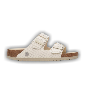 Birkenstock Arizona Leather Woven Sandal 'Emboss Ecru'