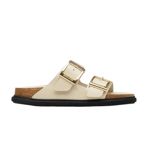 Birkenstock Arizona Droplet Buckle Leather Sandal 'High Shine Ecru'