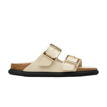 Birkenstock Arizona Droplet Buckle Leather Sandal 'High Shine Ecru'