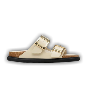 Birkenstock Arizona Droplet Buckle Leather Sandal 'High Shine Ecru'