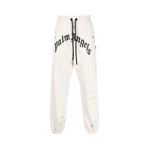 Palm Angels GD Glittered Logo Sweatpants 'Off White'