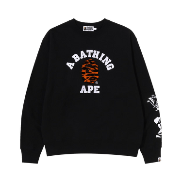 BAPE Tiger Camo College Relaxed Fit Crewneck 'Black'