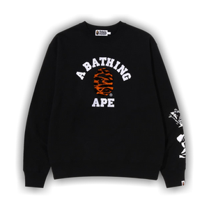 BAPE Tiger Camo College Relaxed Fit Crewneck 'Black'