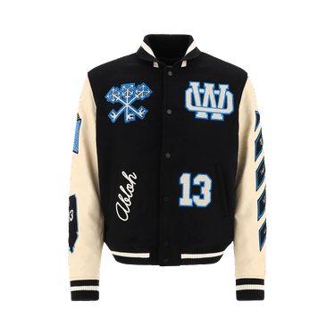 Off-White Logo Patch Varsity Jacket 'Black/Peacock'