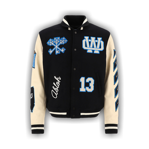 Off-White Logo Patch Varsity Jacket 'Black/Peacock'