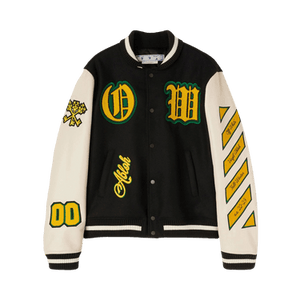 Off-White Graphics Leather Varsity 'Black/Yellow'