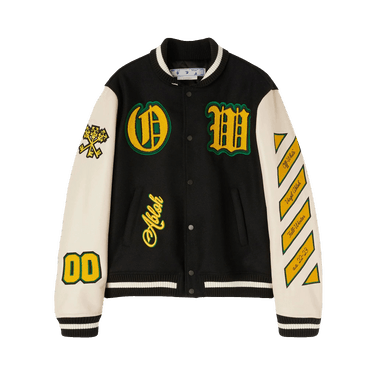 Off-White Graphics Leather Varsity 'Black/Yellow'