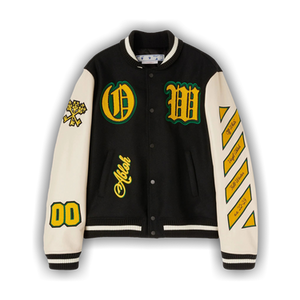 Off-White Graphics Leather Varsity 'Black/Yellow'