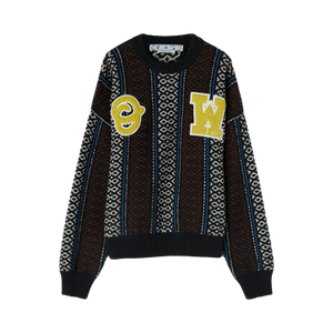 Off-White OW Baja Chunky Knit Crewneck 'Blue/Yellow'