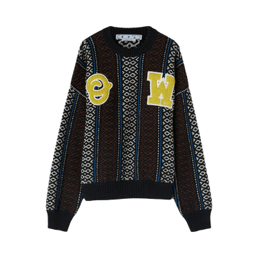Off-White OW Baja Chunky Knit Crewneck 'Blue/Yellow'