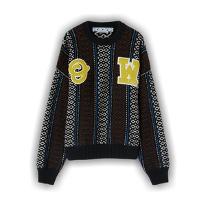 Off-White OW Baja Chunky Knit Crewneck 'Blue/Yellow'