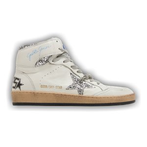 Golden Goose Wmns Sky Star 'White Silver Glitter'