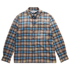 Off-White Helvet Patt Check Flannel Skate Shirt 'Camel'
