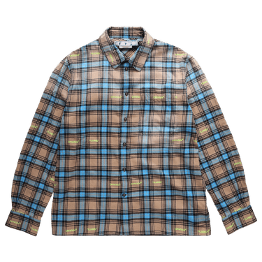 Off-White Helvet Patt Check Flannel Skate Shirt 'Camel'