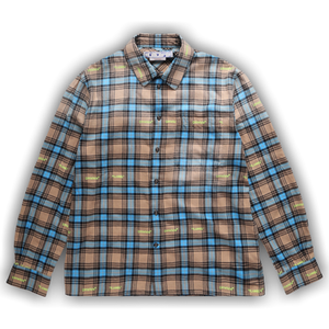 Off-White Helvet Patt Check Flannel Skate Shirt 'Camel'