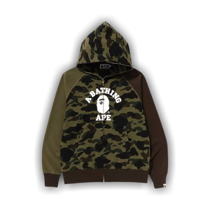 BAPE 1st Camo Crazy College Full Zip Hoodie 'Green'