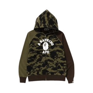 BAPE 1st Camo Crazy College Full Zip Hoodie 'Green'