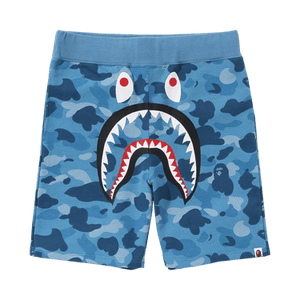 BAPE Honeycomb Camo Shark Sweat Shorts 'Blue'