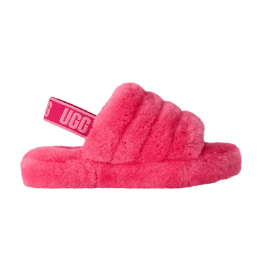 UGG Fluff Yeah Slide Kids 'Deep Coral Sachet Pink'