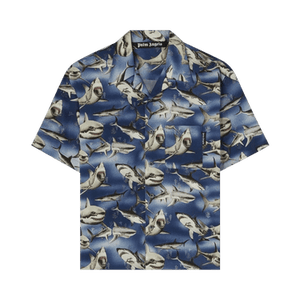 Palm Angels Sharks Bowling Shirt 'Blue'