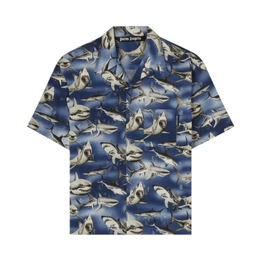 Palm Angels Sharks Bowling Shirt 'Blue'