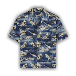 Palm Angels Sharks Bowling Shirt 'Blue'