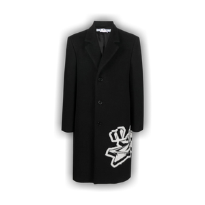 Off-White Graffiti Wool Skate Long Coat 'Black/White'