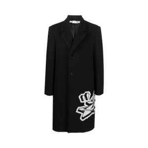 Off-White Graffiti Wool Skate Long Coat 'Black/White'