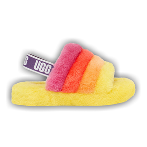 UGG Fluff Yeah Slide Kids 'Yellow Rainbow'