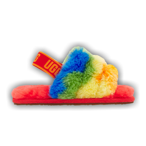 UGG Fluff Yeah Slide Toddler 'Cali Collage - Rainbow Stripes'